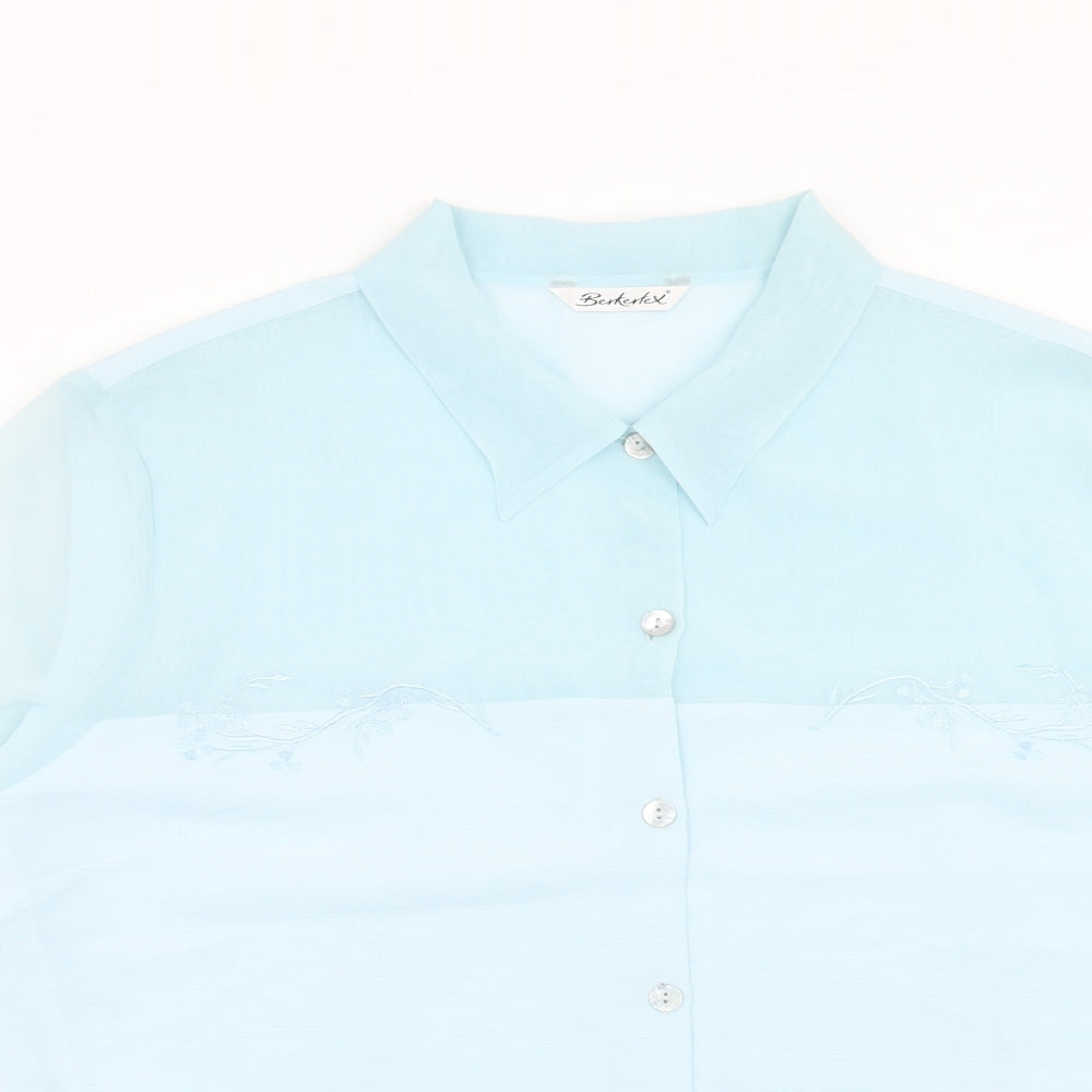 Berkertex Womens Blue Polyester Basic Button-Up Size 18 Collared