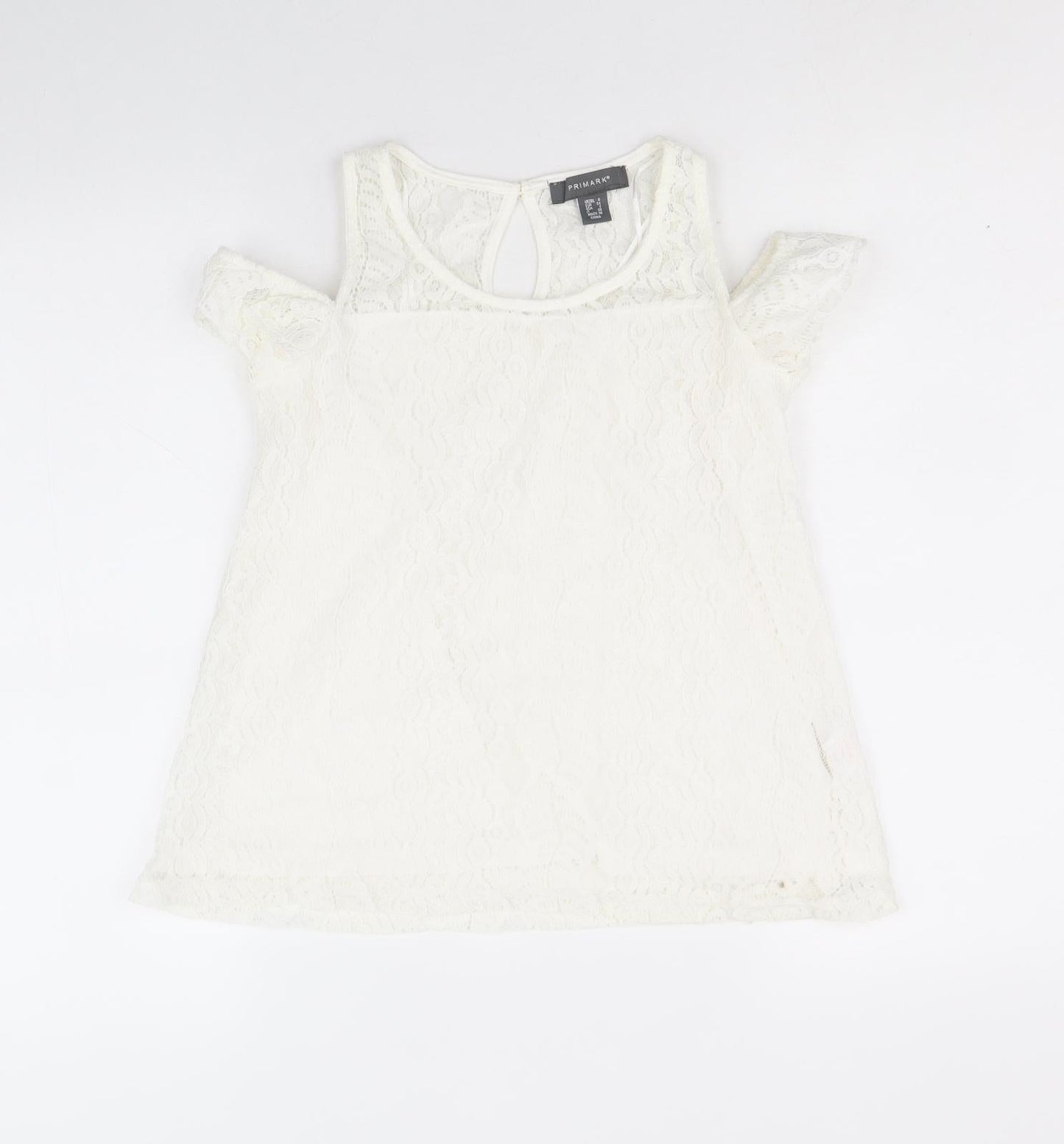 Primark Womens Ivory Nylon Basic Tank Size 6 Round Neck - Cold Shoulder