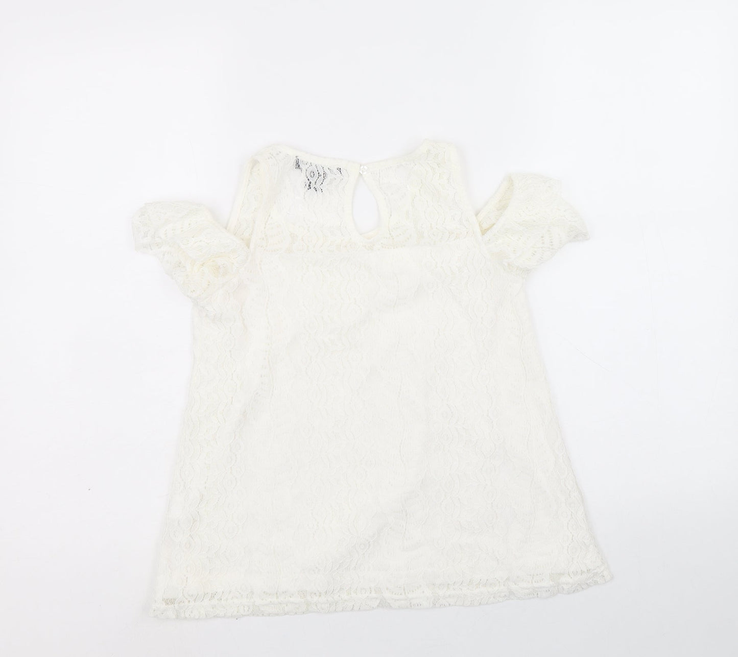 Primark Womens Ivory Nylon Basic Tank Size 6 Round Neck - Cold Shoulder