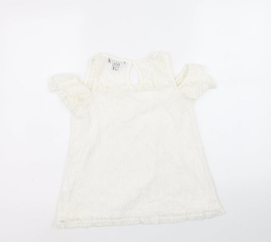 Primark Womens Ivory Nylon Basic Tank Size 6 Round Neck - Cold Shoulder