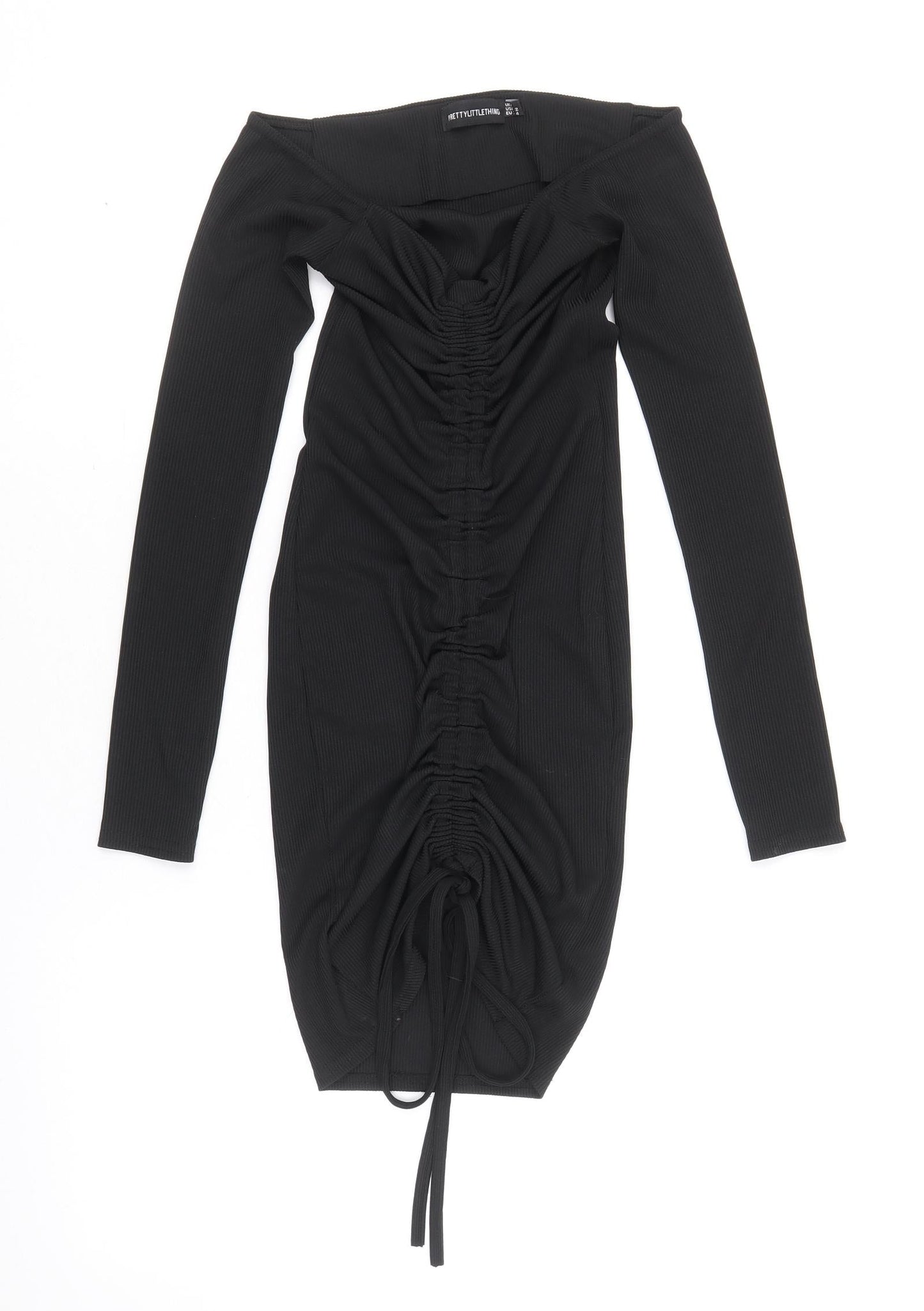 PRETTYLITTLETHING Womens Beige Polyacrylate Fibre Bodycon Size 6 Off the Shoulder Pullover