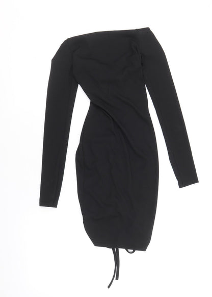 PRETTYLITTLETHING Womens Beige Polyacrylate Fibre Bodycon Size 6 Off the Shoulder Pullover