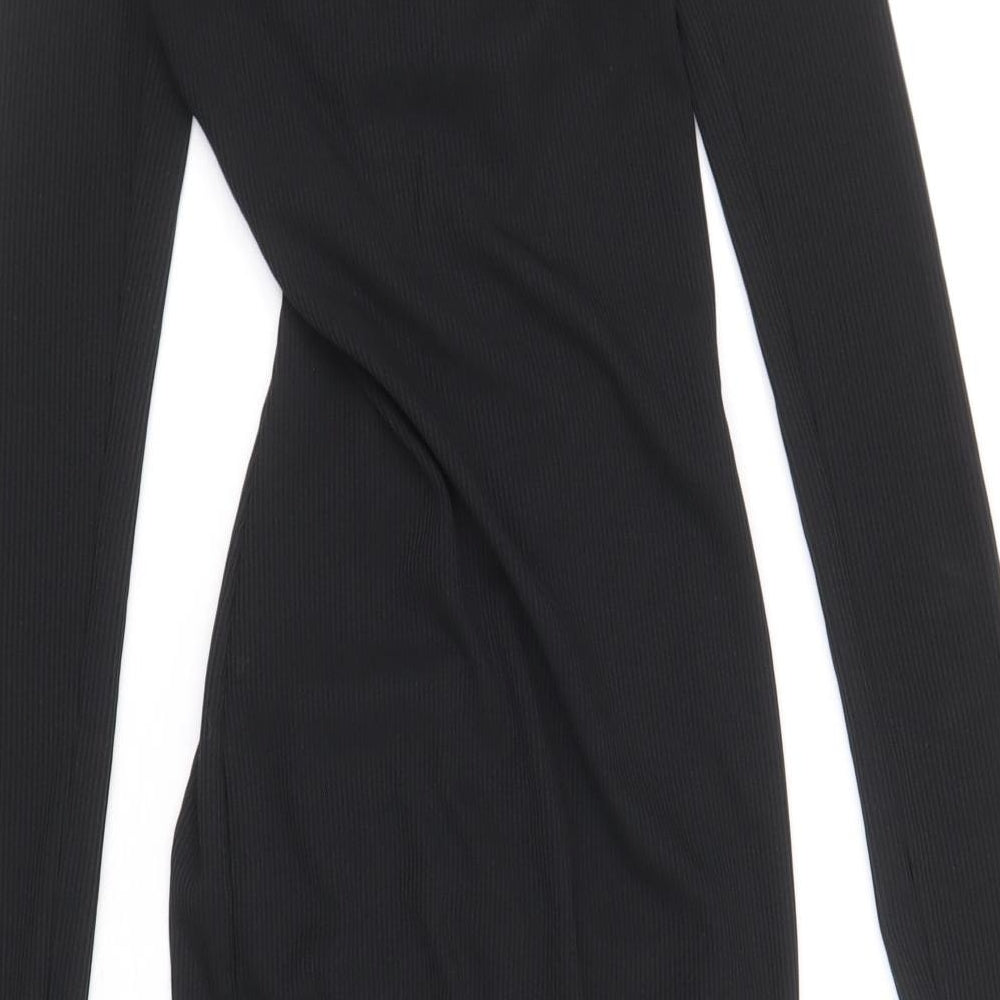 PRETTYLITTLETHING Womens Beige Polyacrylate Fibre Bodycon Size 6 Off the Shoulder Pullover