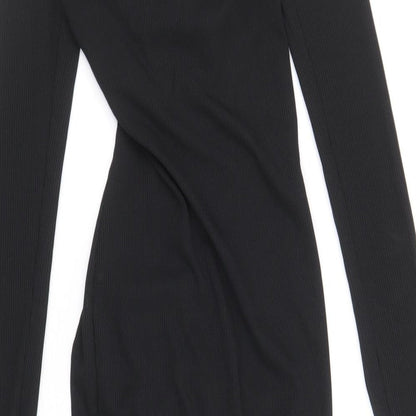 PRETTYLITTLETHING Womens Beige Polyacrylate Fibre Bodycon Size 6 Off the Shoulder Pullover