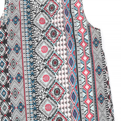 South Womens Multicoloured Geometric Polyester Basic Tank Size 12 Scoop Neck