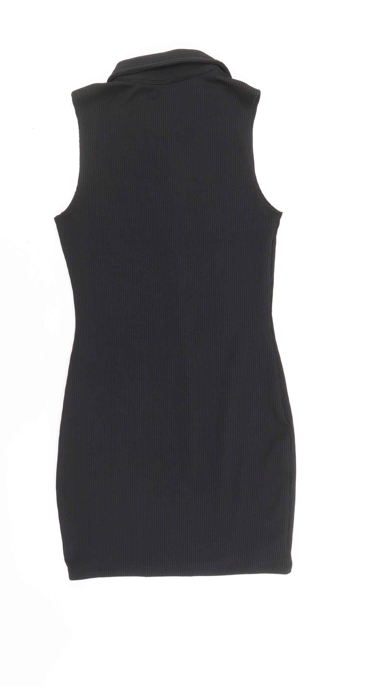Divided by H&M Womens Black Polyester Mini Size S Collared Button