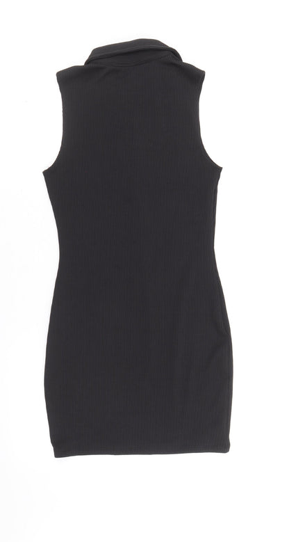 Divided by H&M Womens Black Polyester Mini Size S Collared Button