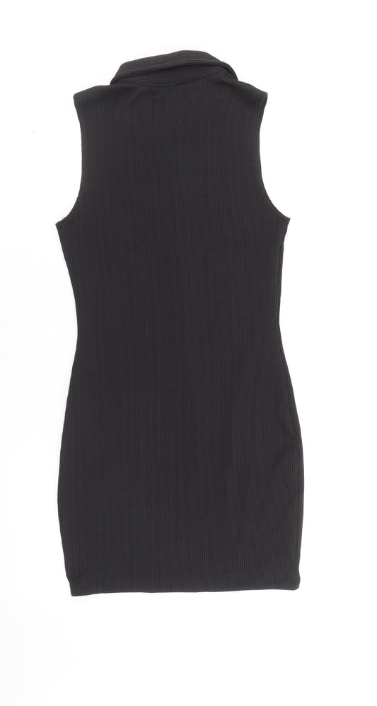 Divided by H&M Womens Black Polyester Mini Size S Collared Button