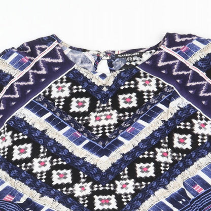 Womens UK Size 10 Warehouse Blue Basic Blouse