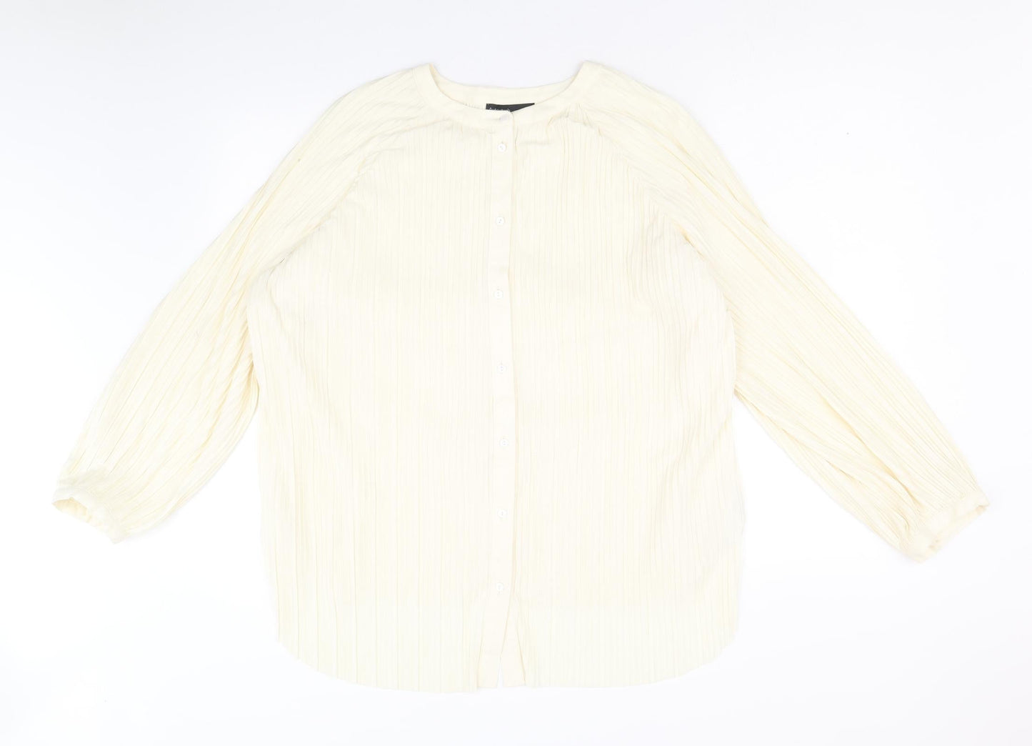 Autograph Womens Yellow Polyester Basic Button-Up Size 18 Round Neck