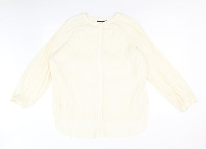 Autograph Womens Yellow Polyester Basic Button-Up Size 18 Round Neck