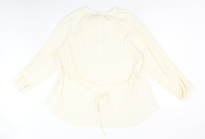 Autograph Womens Yellow Polyester Basic Button-Up Size 18 Round Neck