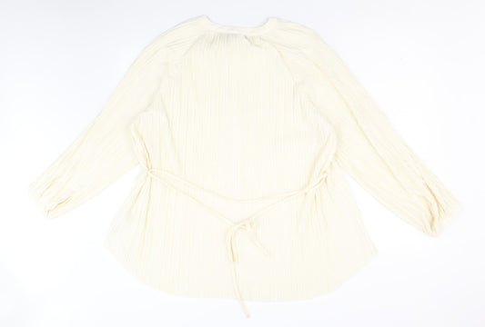 Autograph Womens Yellow Polyester Basic Button-Up Size 18 Round Neck