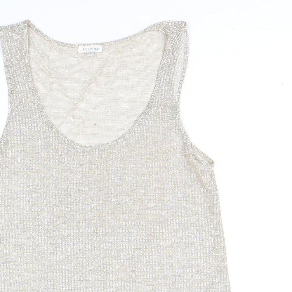 Womens UK Size 8 River Island Gold Basic Tank