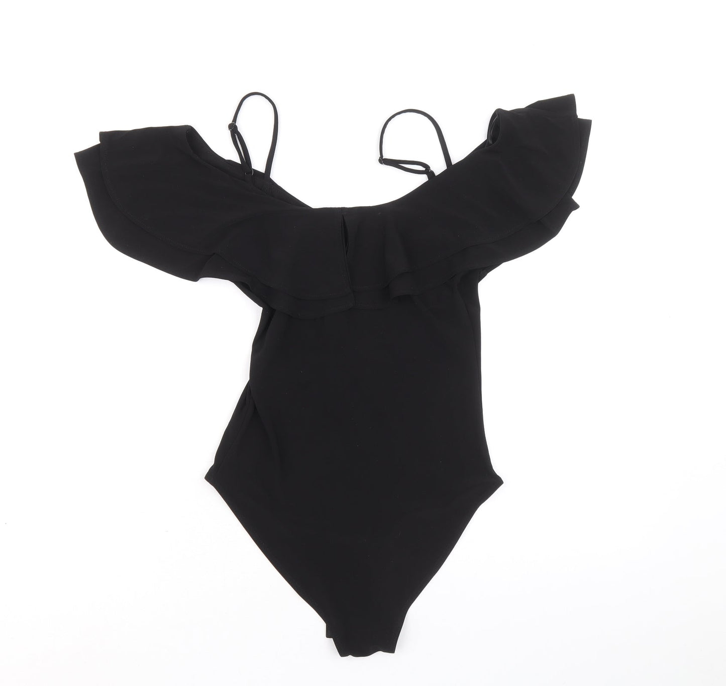 Miss Selfridge Womens Black Polyester Bodysuit One-Piece Size 8 Snap - Cold Shoulder