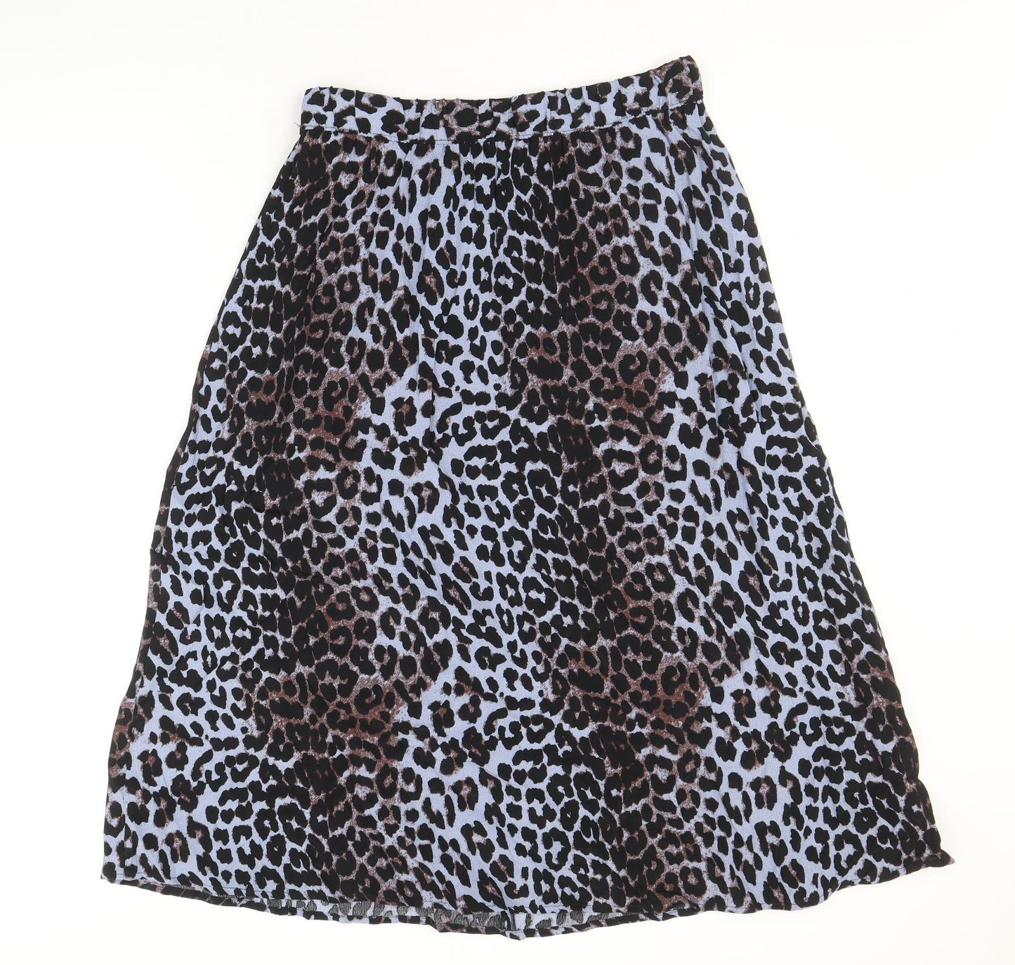 b.young Womens Blue Animal Print Viscose Peasant Skirt Size 10 - Leopard Pattern