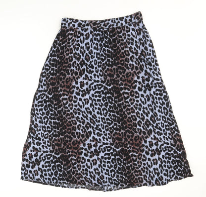 b.young Womens Blue Animal Print Viscose Peasant Skirt Size 10 - Leopard Pattern