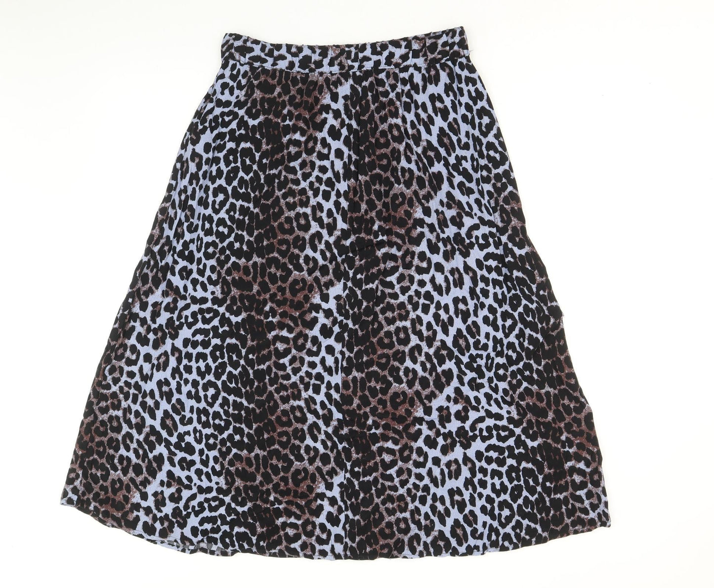 b.young Womens Blue Animal Print Viscose Peasant Skirt Size 10 - Leopard Pattern