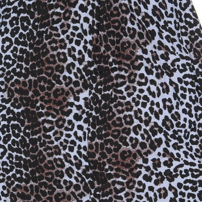 b.young Womens Blue Animal Print Viscose Peasant Skirt Size 10 - Leopard Pattern