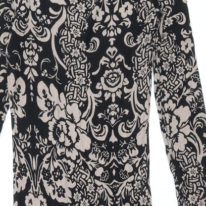 Glamour Babe Womens Black Geometric Viscose Bodycon Size M Round Neck Pullover - Size M-L