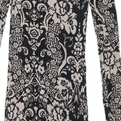 Glamour Babe Womens Black Geometric Viscose Bodycon Size M Round Neck Pullover - Size M-L