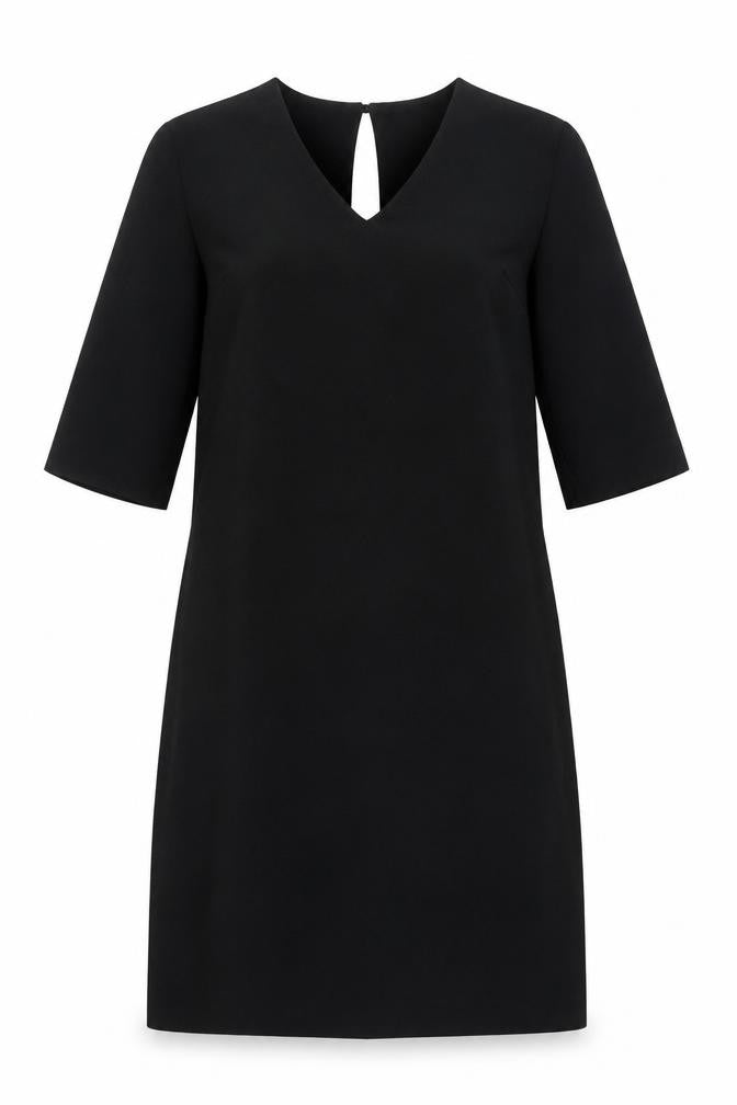 Marks and Spencer Womens Black Polyester A-Line Size 12 Round Neck Button