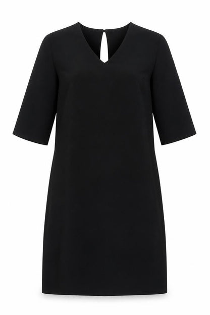 Marks and Spencer Womens Black Polyester A-Line Size 12 Round Neck Button