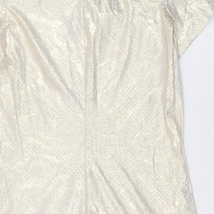 Preworn Womens Gold Polyester Trapeze & Swing Size 10 Round Neck Button