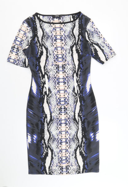 Julien Macdonald Womens Multicoloured Geometric Polyester A-Line Size 12 Round Neck Pullover