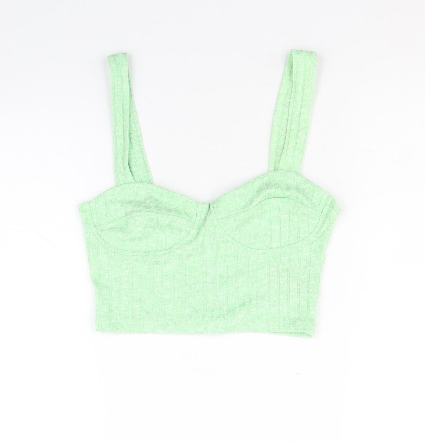 Womens UK Size XS Monki Green Cropped Tank
