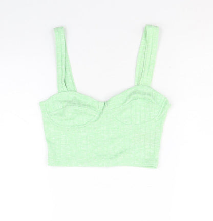 Womens UK Size XS Monki Green Cropped Tank
