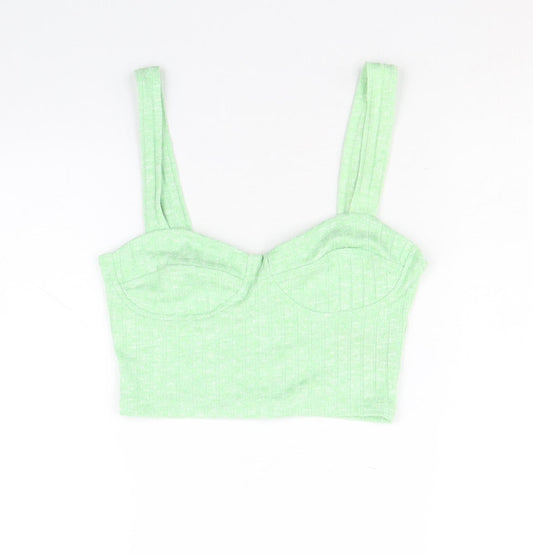 Womens UK Size XS Monki Green Cropped Tank
