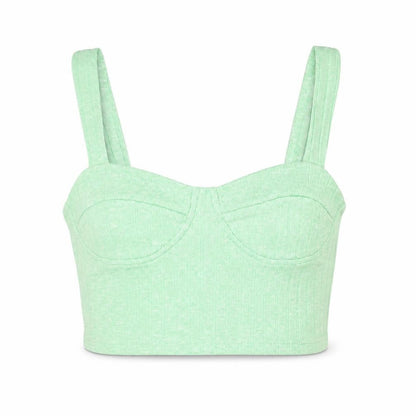 Womens UK Size XS Monki Green Cropped Tank