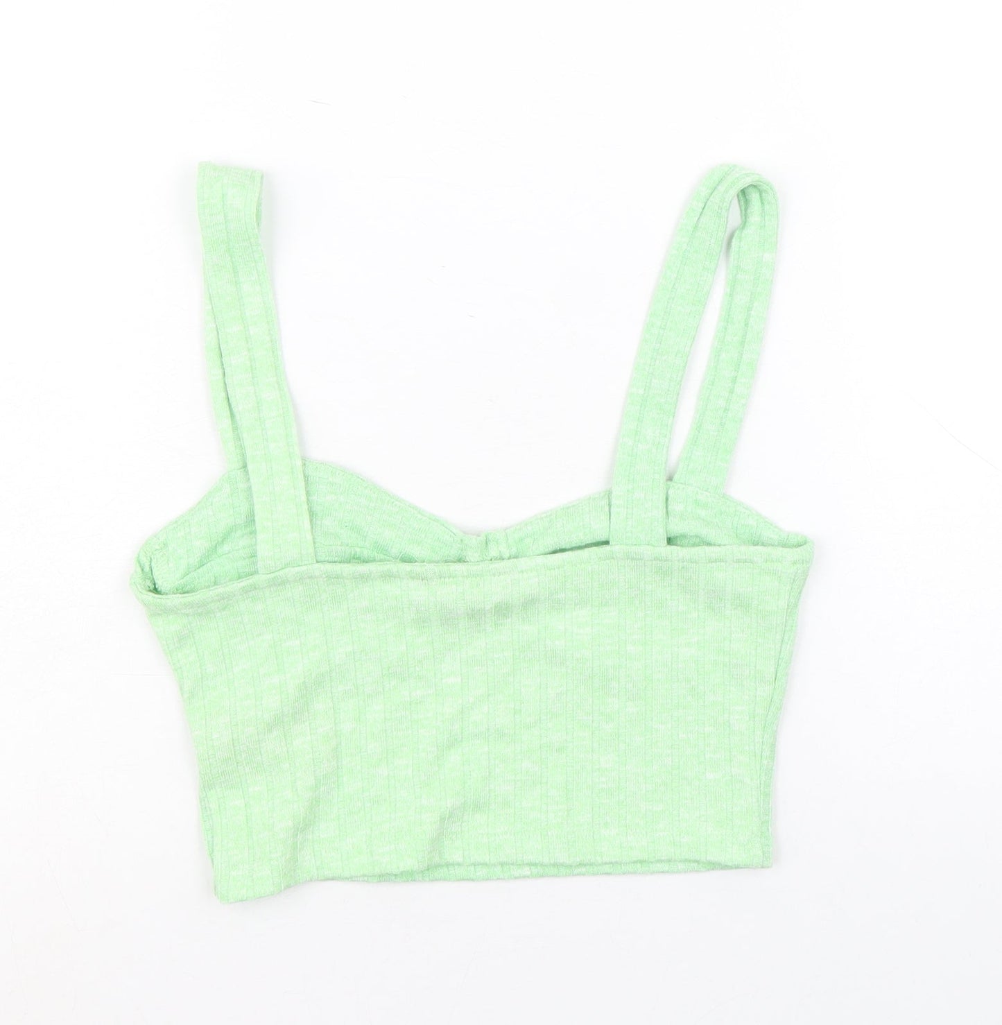 Womens UK Size XS Monki Green Cropped Tank