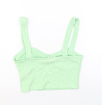Womens UK Size XS Monki Green Cropped Tank