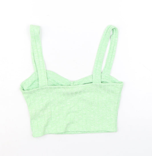 Womens UK Size XS Monki Green Cropped Tank