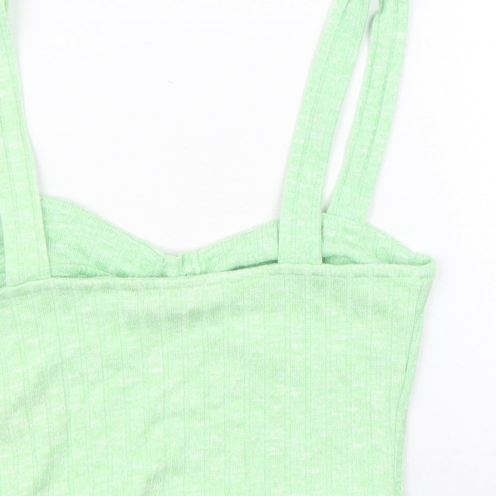 Womens UK Size XS Monki Green Cropped Tank