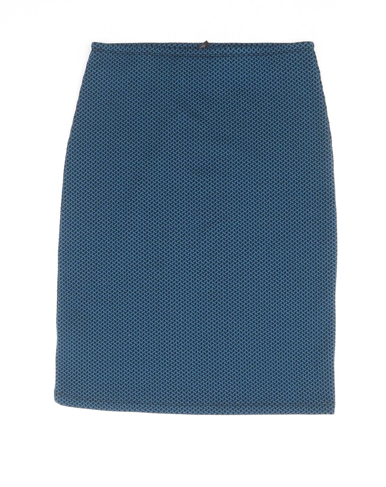 Essential Collection Womens Blue Geometric Polyester Straight & Pencil Skirt Size M
