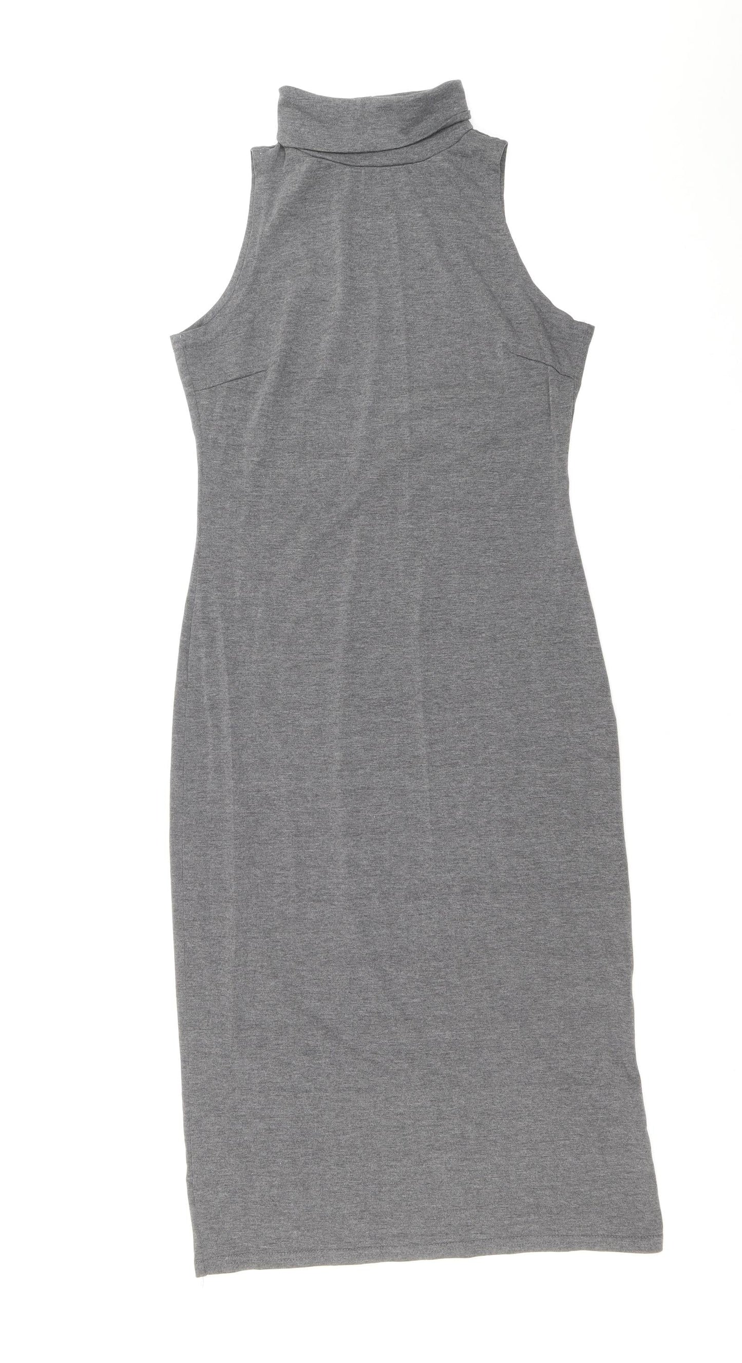 True Decadence Womens Grey Polyester Bodycon Size 8 Roll Neck Pullover