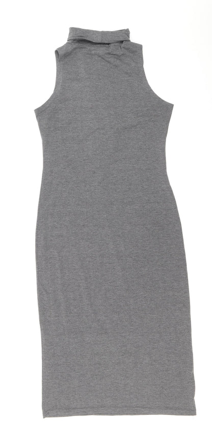 True Decadence Womens Grey Polyester Bodycon Size 8 Roll Neck Pullover