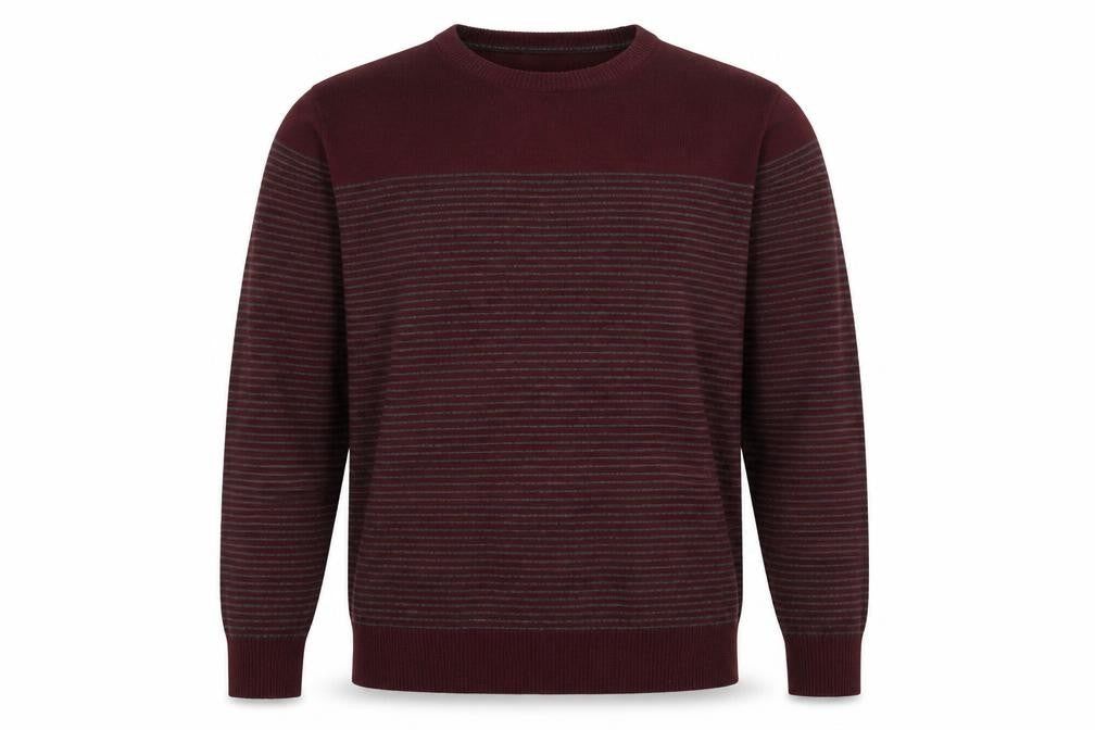 Cedarwood State Mens Red Round Neck Striped Acrylic Pullover Jumper Size L Long Sleeve