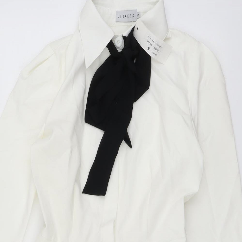 Lioness Womens Ivory Polyester Playsuit One-Piece Size S Button - Pussy Bow Neck
