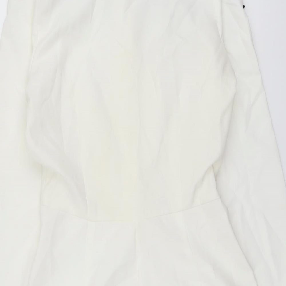 Lioness Womens Ivory Polyester Playsuit One-Piece Size S Button - Pussy Bow Neck