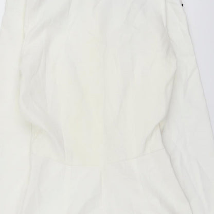 Lioness Womens Ivory Polyester Playsuit One-Piece Size S Button - Pussy Bow Neck