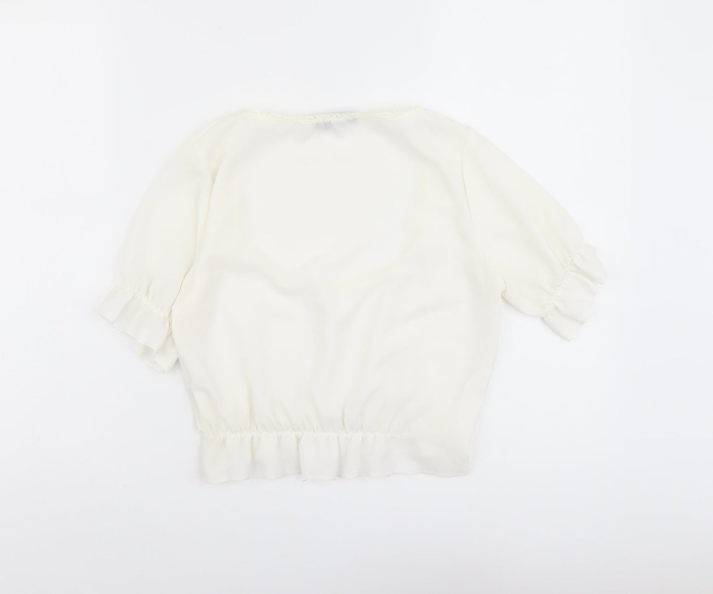 Womens UK Size 4 PRETTYLITTLETHING Ivory Cropped Blouse
