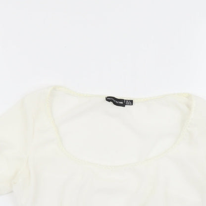 Womens UK Size 4 PRETTYLITTLETHING Ivory Cropped Blouse