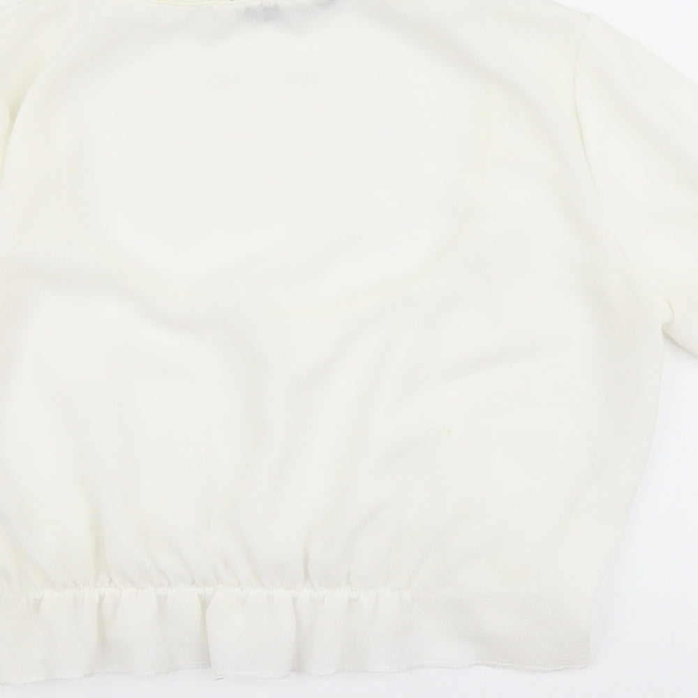 Womens UK Size 4 PRETTYLITTLETHING Ivory Cropped Blouse