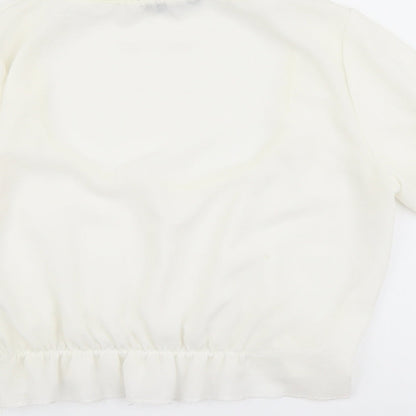 Womens UK Size 4 PRETTYLITTLETHING Ivory Cropped Blouse