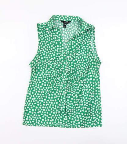 Womens UK Size 12 New Look Green Basic Button-Up