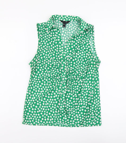 Womens UK Size 12 New Look Green Basic Button-Up
